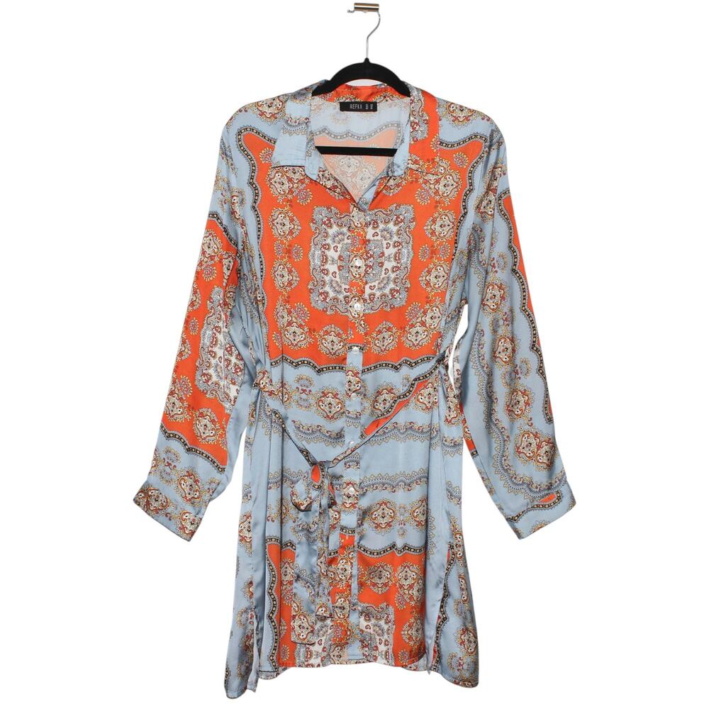 Refka Satin Tunic Blue & Orange Size 14